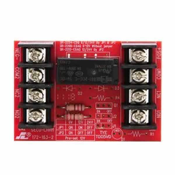 Seco-Larm:Heavy-duty relay board. 12/24 VDC, one relay, 5A at 250VAC, DPDT.